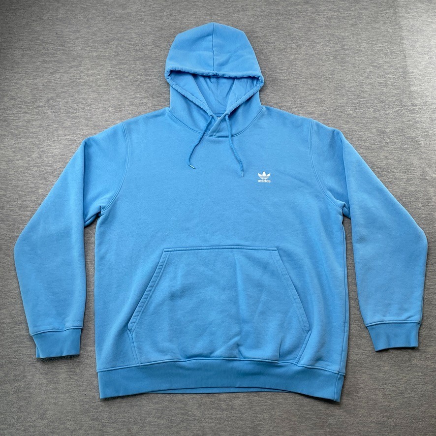 Adidas Sweatshirt Hoodie Men XL Blue Trefoil Pullover Y2K Rare Baggy Logo image 2