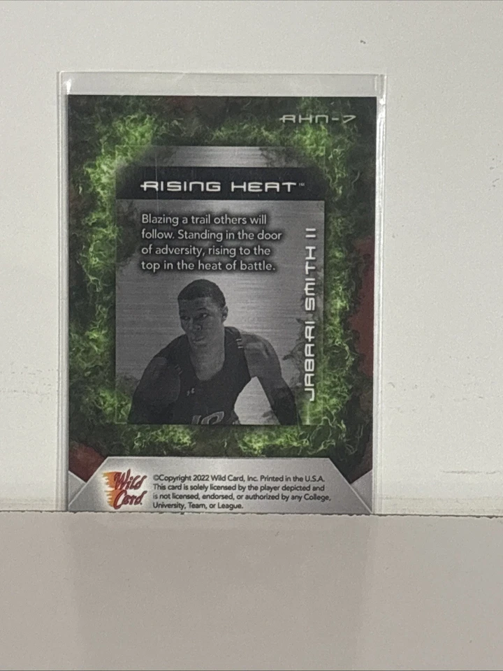 2022 Wildcard Rising Heat Jabari Smith #RHN-7 1/2 Red Green Flame 2022 National - Image 2 of 2