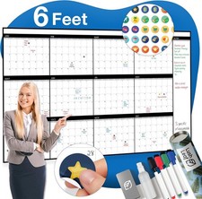 Extra Large Wall Calendar - 48"x74" - Full Year 12-Month Big Whiteboard for O...