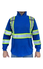 Hoodie Blue High Visibility Safety Shirt  With Reflective Stripes