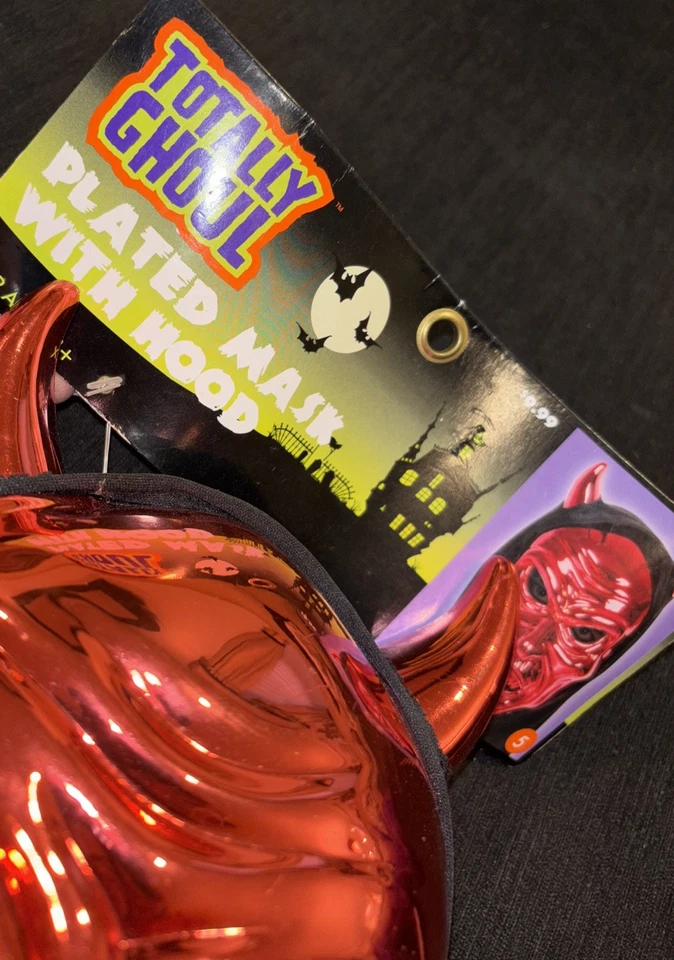 Red Devil Classic COSTUME MASK Wicked Horror Scary With Hood-one Size. New! - Image 3 of 4