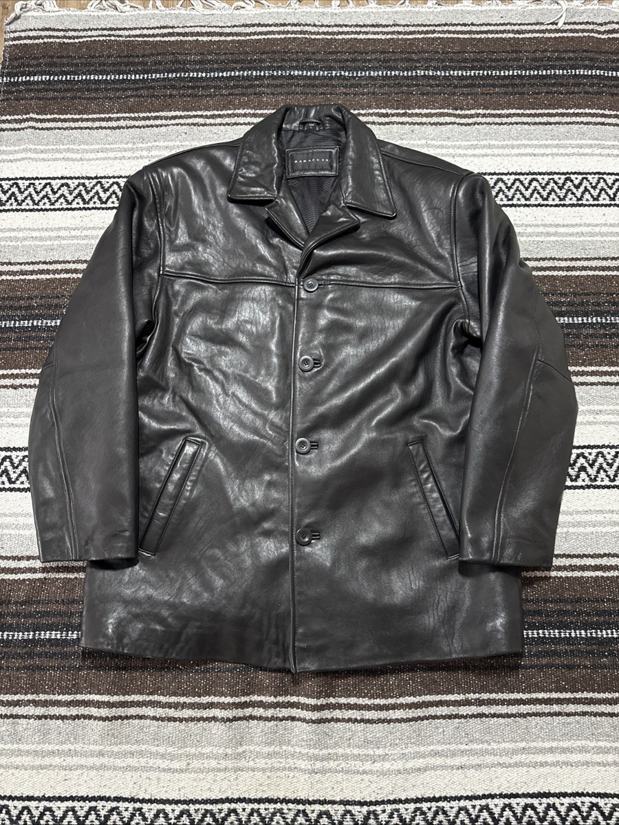 Baracuta Leather Over Coat Jacket Men's Size Large Black | eBay
