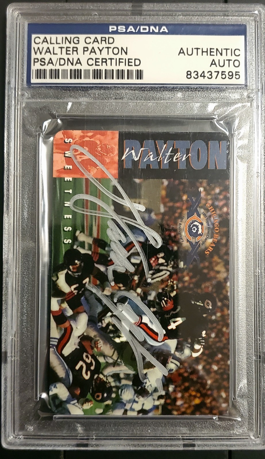 1995 Walter Payton Auto Signed Calling Card PSA/DNA Authenticated Silver Sharpie