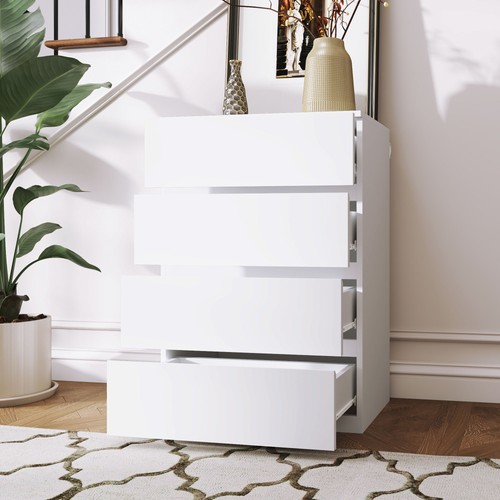 HOMCOM Bedroom Chest of Drawers, 4 Drawers Dresser, Drawer Unit, White - Picture 5 of 11