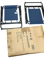 Metal Beach Chair Matte Black Navy Pack of 2 Stylish Outdoor Furniture