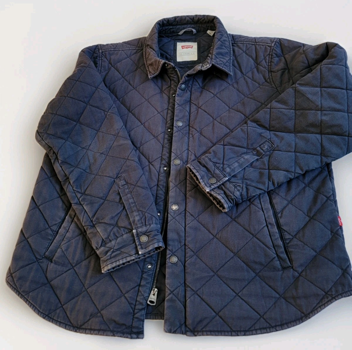 VTG Levi's Jacket Mens XL Blue Diamond Quilted Trucker Work Chore Full Zip thumbnail 4