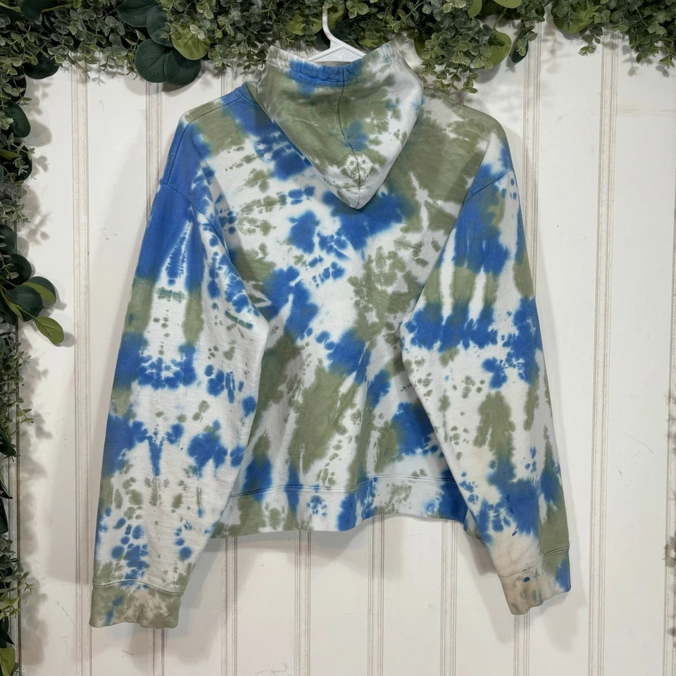 So Nikki Tie Dye Sudadera con Capucha Mujer XL Pullover Sudadera Azul Verde Informal Hippie Foto 3 de 4
