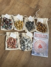 6 Bags Of Genuine Crystal Rune Stones And Runes For Beginners Guide Book