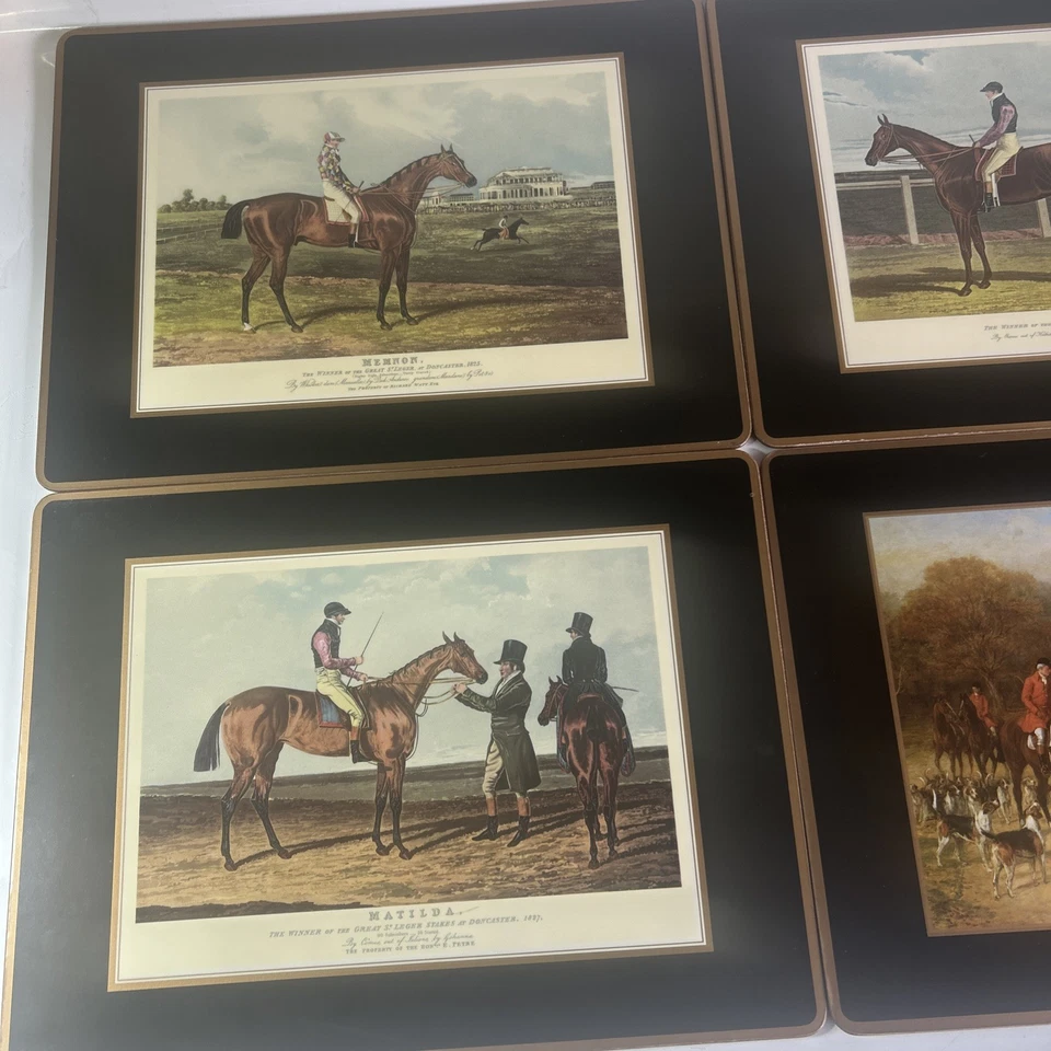 8 Pc Pimpernel Tally Ho Black Hunt Hounds Meet Table Cork Placemats England - Image 2 of 4