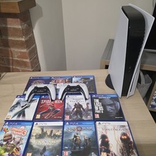 Sony PS5 Console Disc Edition + 2 Controllers & Massive Games BUNDLE VGC In Box