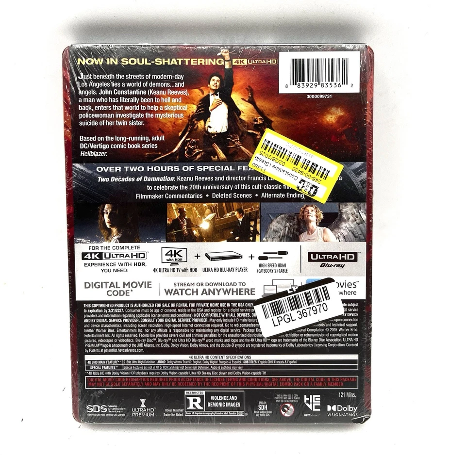 Constantine 4k Ultra HD Blu-ray Limited Edition Steelbook Keanu ReevesNEW SEALED - Image 2 of 2