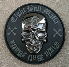 Eight Ball Mafia Skull Pool Snooker Billiards Table Pocket Patch  Marker, 4" Dia