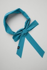Alo Women's Blue Cotton Elastic Headband Solid Bow Tie Hair Accessory