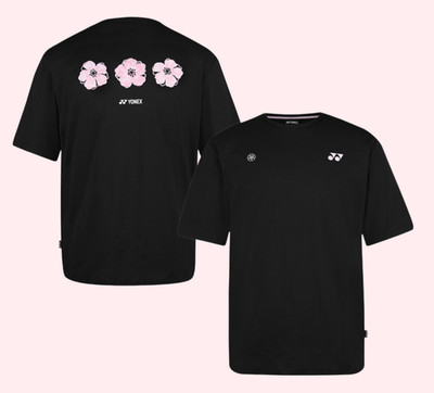 Cherry Blossom Unisex Badminton T-Shirts Sports Top Black Yonex 2026 Cotton New