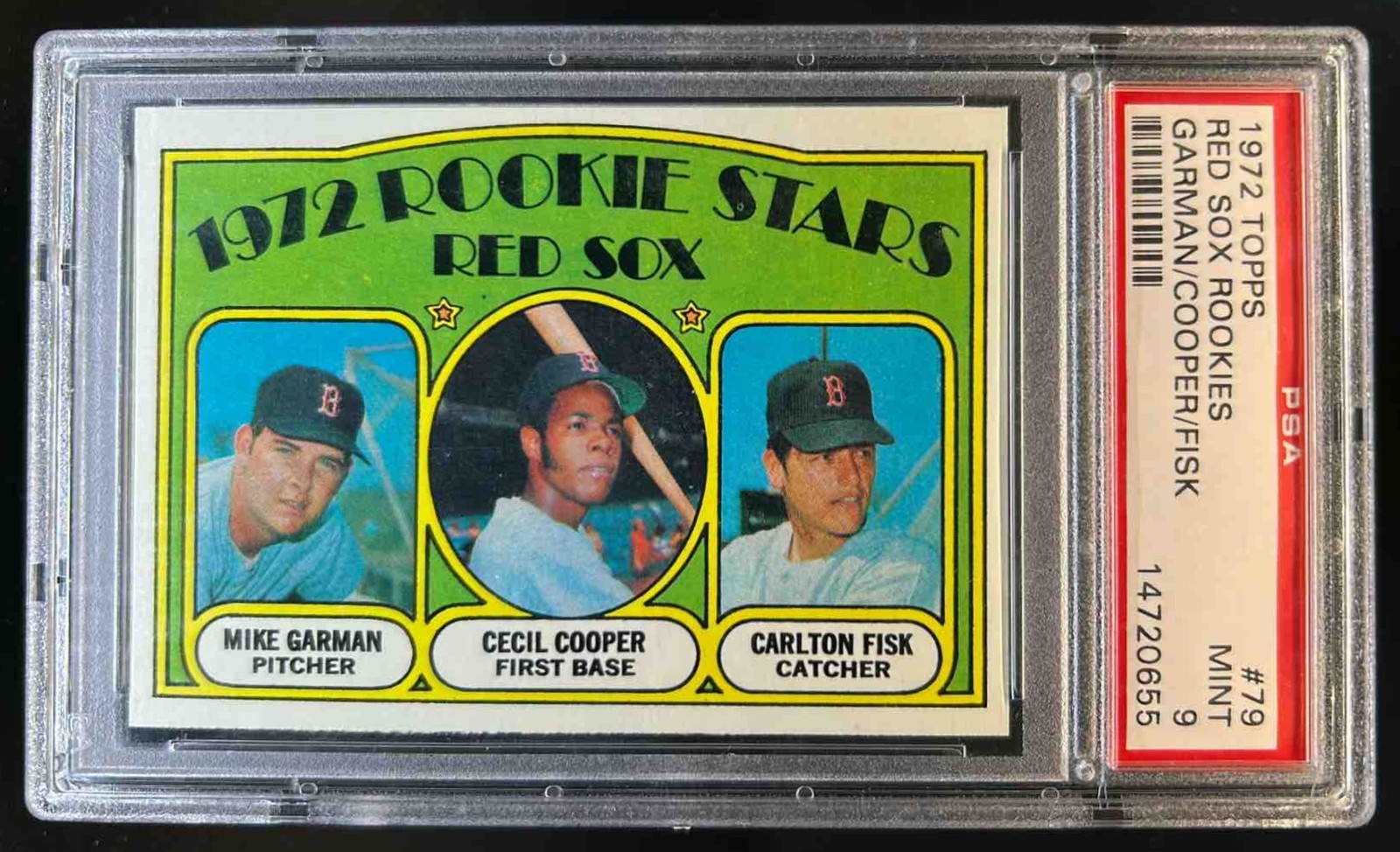 1972 Topps Rookie Stars (Mike Garman Cecil Cooper Carlton Fisk) RC #79 PSA 9