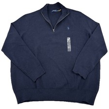 Polo Ralph Lauren Big  Tall Mens 2XLT 1/4 Zip Pullover Sweater Blue NWOT