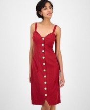 14th Place Juniors' Button-Front Bustier Sleeveless Dress - Wine Size XXS NWT