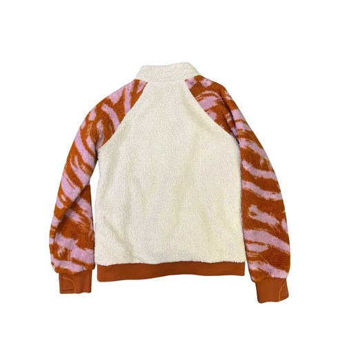 Athleta So Snug Sherpa Fleece Half-Zip Girls XL-14- Pullover Sweater Orange/Pink - Picture 2 of 14