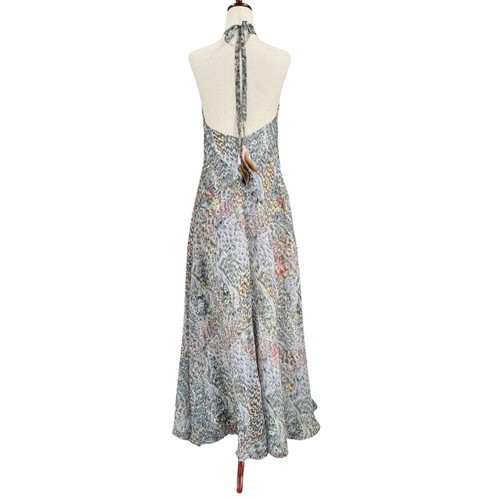 Meghan Los Angeles Y2K Maxi Dress 4 Blue Boho Bohemian Festival Halter Party - Picture 7 of 17