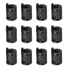 12 Pcs Ferrite Filter Ring Core Cable Clip ID 7mm with Ears, Black