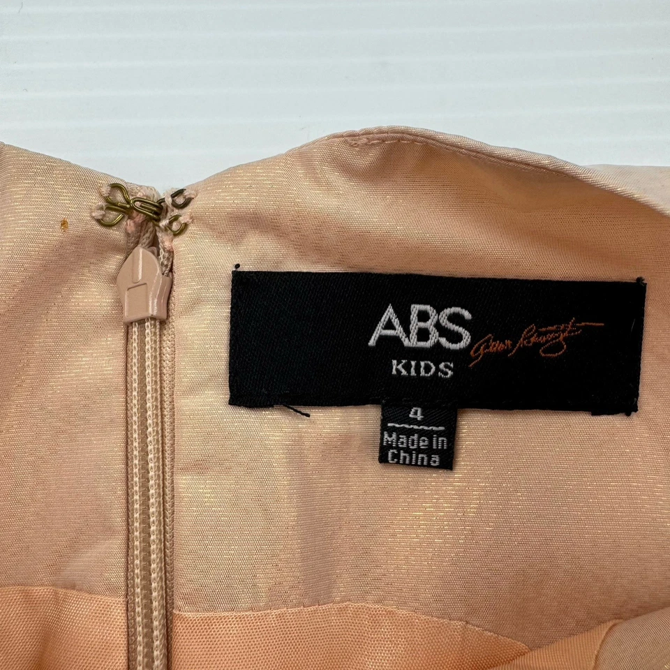 ABS by Allen Schwartz Kids Girls Sz 4 Gold Bubble Hem Dress Jeweled Party Foto 3 de 4
