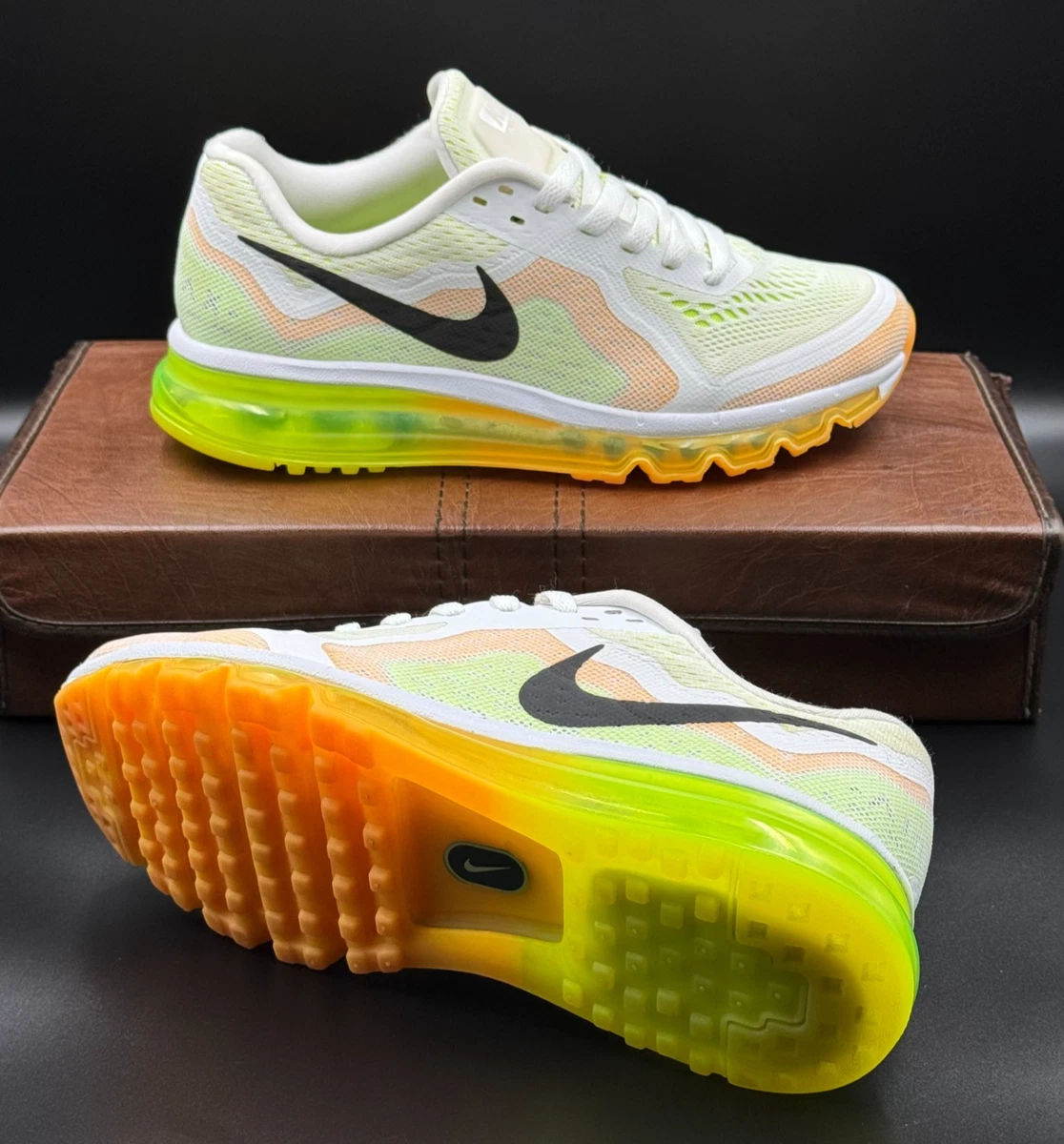 Nike Air Max 2014 Running Shoes Black‎ Green Orange White Sneakers Size 11 Nike Air Max 2014 Black Orange Volt Men main image 3