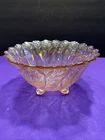 L.E. Smith -vtg Iridescent Pink Carnival Glass Bowl 8 1/2"