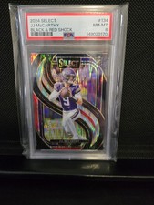 2024 Panini Select - Premier Level J.J. McCarthy #134 Black & Red Shock Prizm