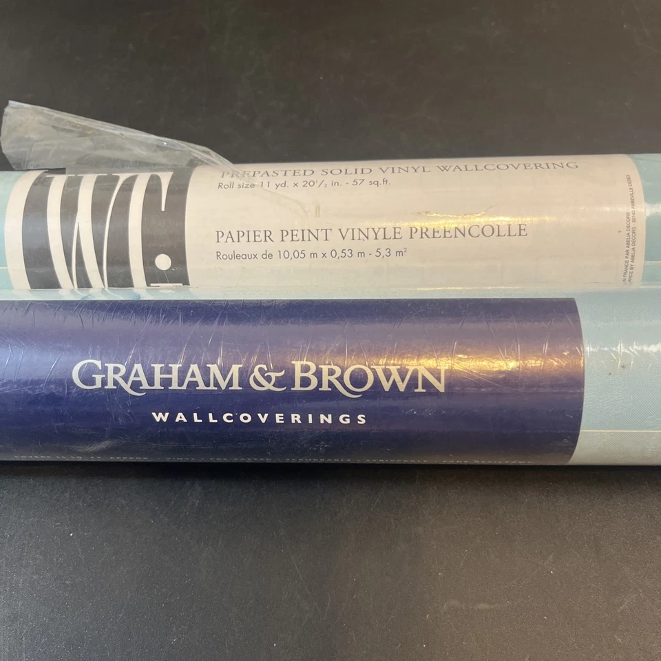 2 Graham & Brown Wallpaper 56 Sq Ft Each Shelf Crafts Aqua Blue Bubbles Bath Lot - Image 3 of 4