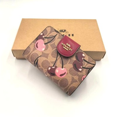Coach Med Corner Zip Wallet Clutch CZ342 Brown Signature Canvas