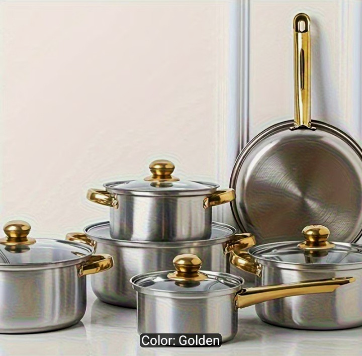 6pc Stainless Steel Non Stick Pan Set Glass
