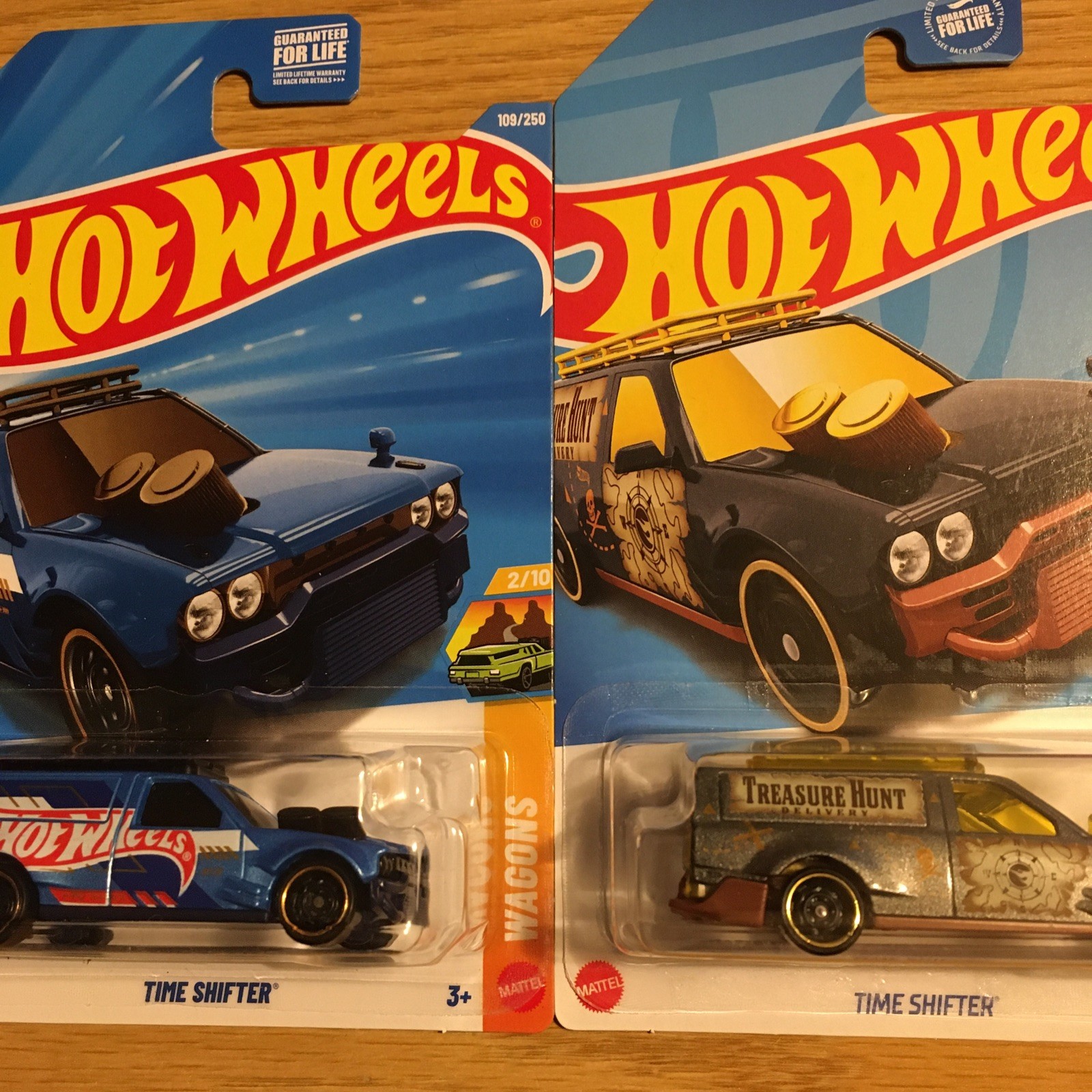 HOT WHEELS 2023 #210 GRAY TREASURE HUNT TH & 2026 #109 BLUE TIME SHIFTER