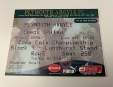 Ticket | Leeds United @ Plymouth Argyle | 2/1/2006 | Excellent Condition!