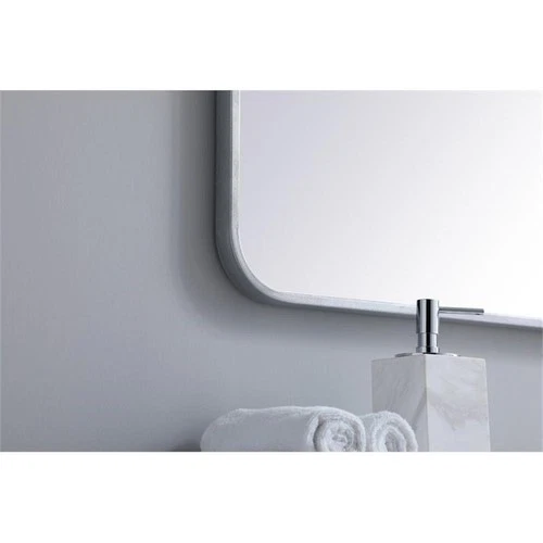 Elegant Decor Evermore 24x36" Soft Corner Metal Rectangular Mirror in Silver - Picture 7 of 8