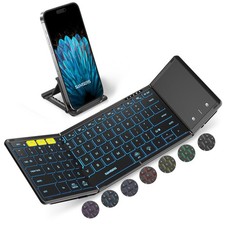 Foldable Bluetooth Keyboard with Touchpad, Full-Size Wireless Folding Keyboar...