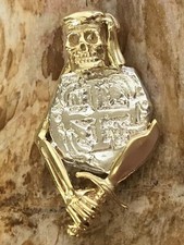 ATOCHA Design Coin 1600-1700 Skull Pirate Sword Gold Plated Treasure Jewelry