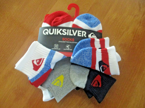 6 PAIR QUICKSILVER YOUTH SWIFT DRY LOW CUT SOCKS size 6 - 8 - Picture 2 of 4
