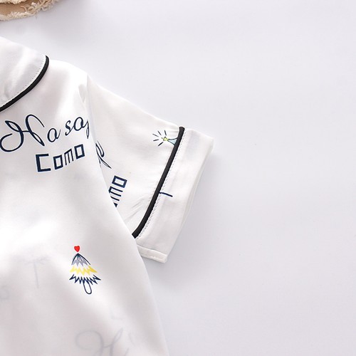 Infant Baby Boys Girls Pajamas Set Silk Satin Short Sleeve Cartoon Top and Pants - Bild 104 von 244