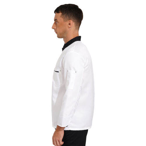 Men Unisex Chef Kitchen Work Coat Restaurant Cooking Jacket Tops Canteen Uniform - Picture 34 of 89