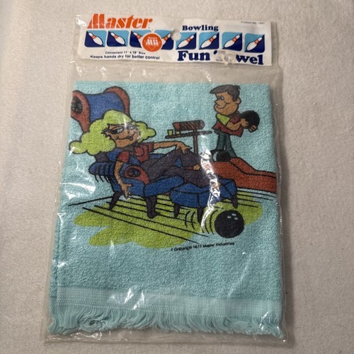 Vintage 1977 Master Bowling Towel- Bowling For Relaxation 11" X 18" Comedy - Picture 5 of 7