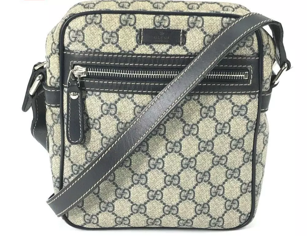 Sac bandoulière Gucci GG Supreme 233268 bleu marine toile cuir homme