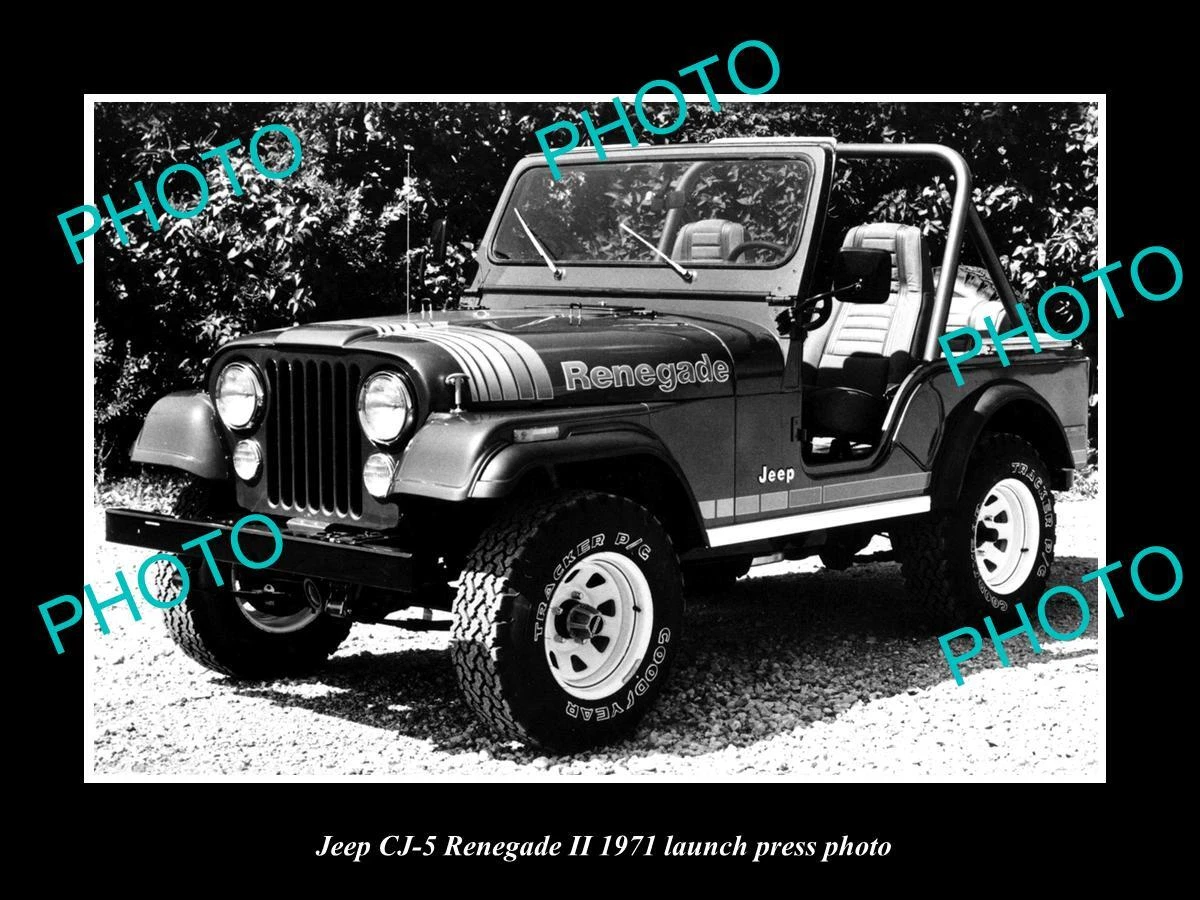 OLD LARGE HISTORIC PHOTO OF JEEP CJ 5 RENEGADE II 1971 LAUNCH