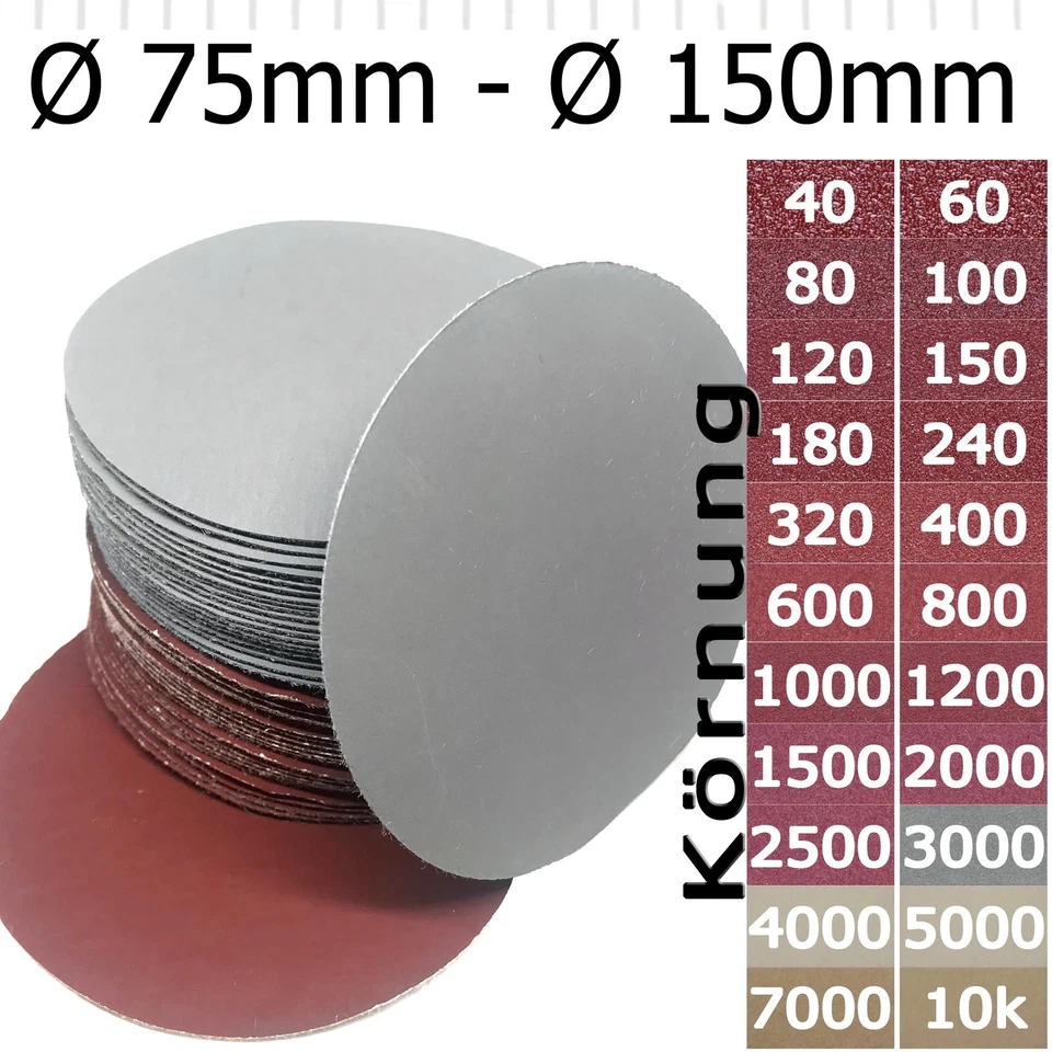 Feinschleifscheiben Klett Schleifblätter Schleifpapier Exzenter 75 100 125 150mm - Bild 1 von 1