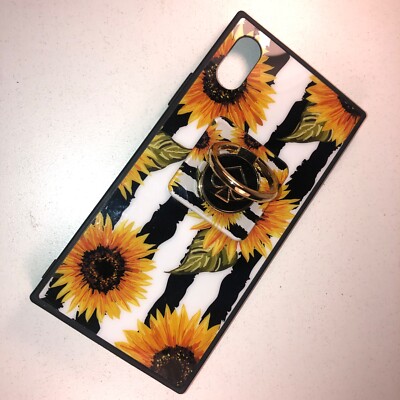 Sunflower Apple iPhone X XS Case White with Ring Holder