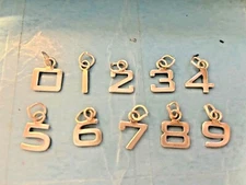 TINY thin 12mm Sterling Silver Number 1 2 3 4 5 6 7 8 9 or 0 Block Style Charm