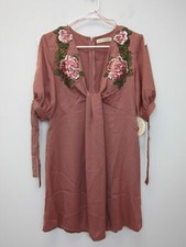 ASOS Sisters Of The Tribe Sequin Flower Mini Dress US 8 Dark Pink  NWT