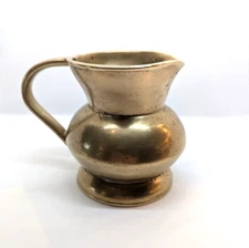 Brass Jug Pitcher Handmade Heavy Thick Solid Cast Farmhouse Rustic Vintage