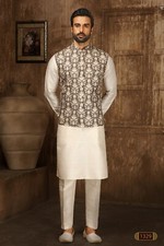 3 Pc Indian Mens Designer Bollywood Eid Wear Traditional Kurta Payjama Dress