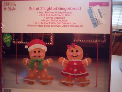Set of 2 Lighted Gingerbread