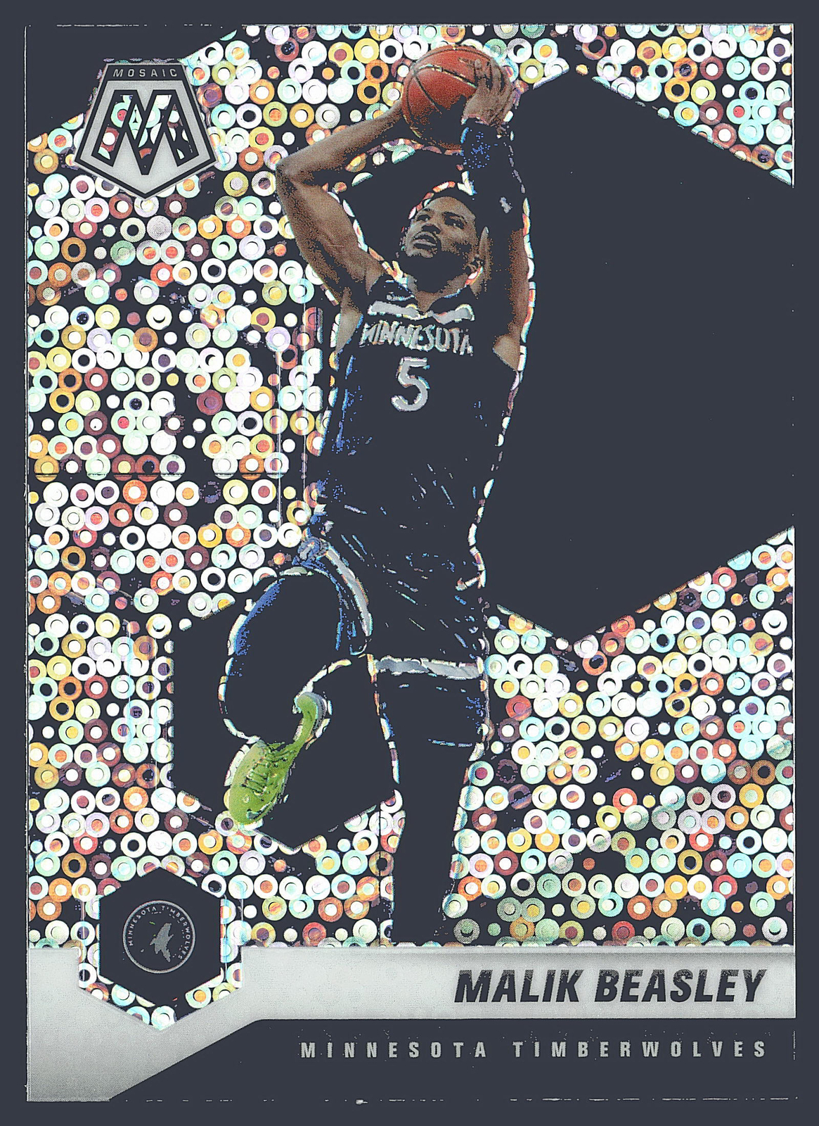 2020-21 Panini Mosaic #162 Malik Beasley Mosaic Fast Break Silver